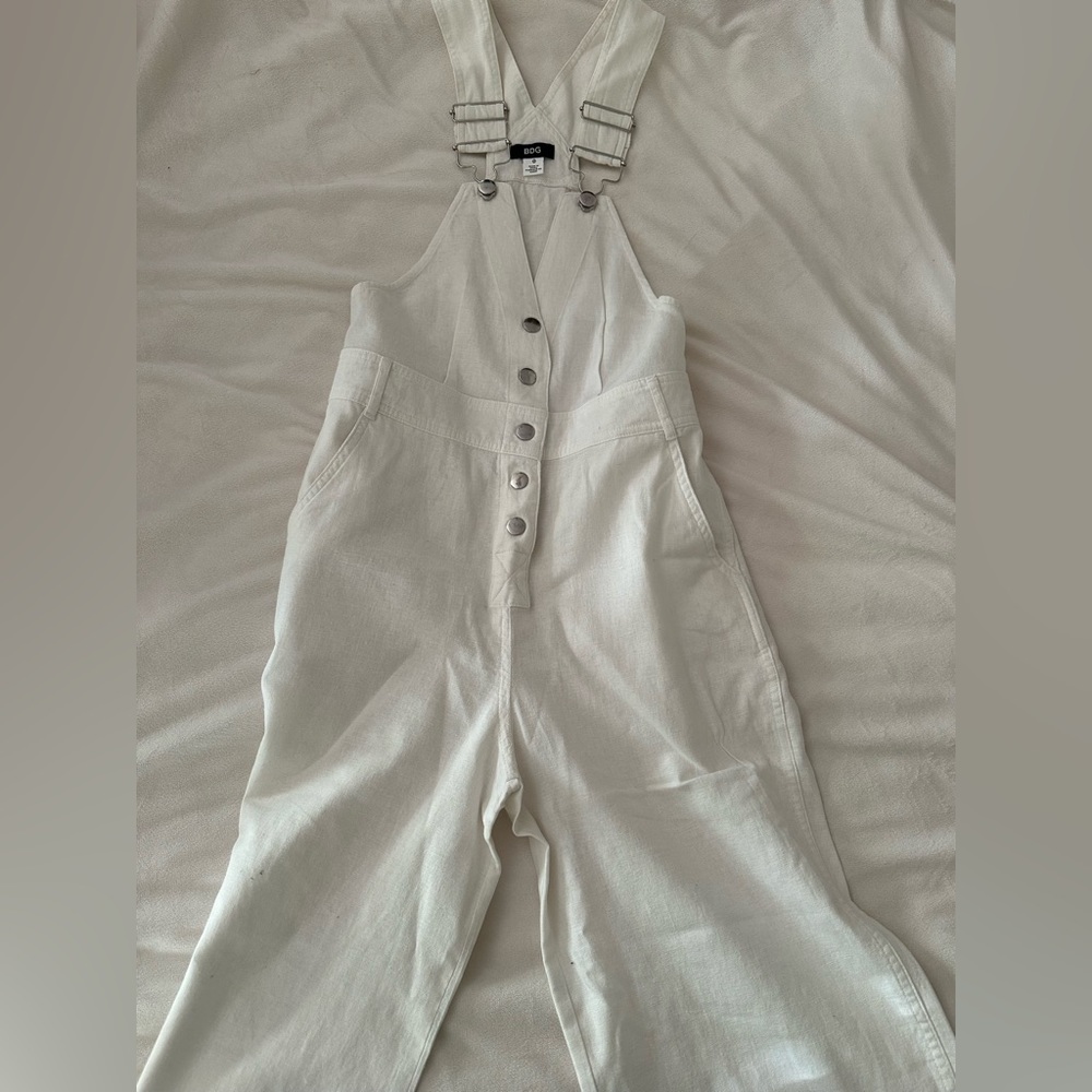 BDG White Wide Leg Overalls Jumpsuit
